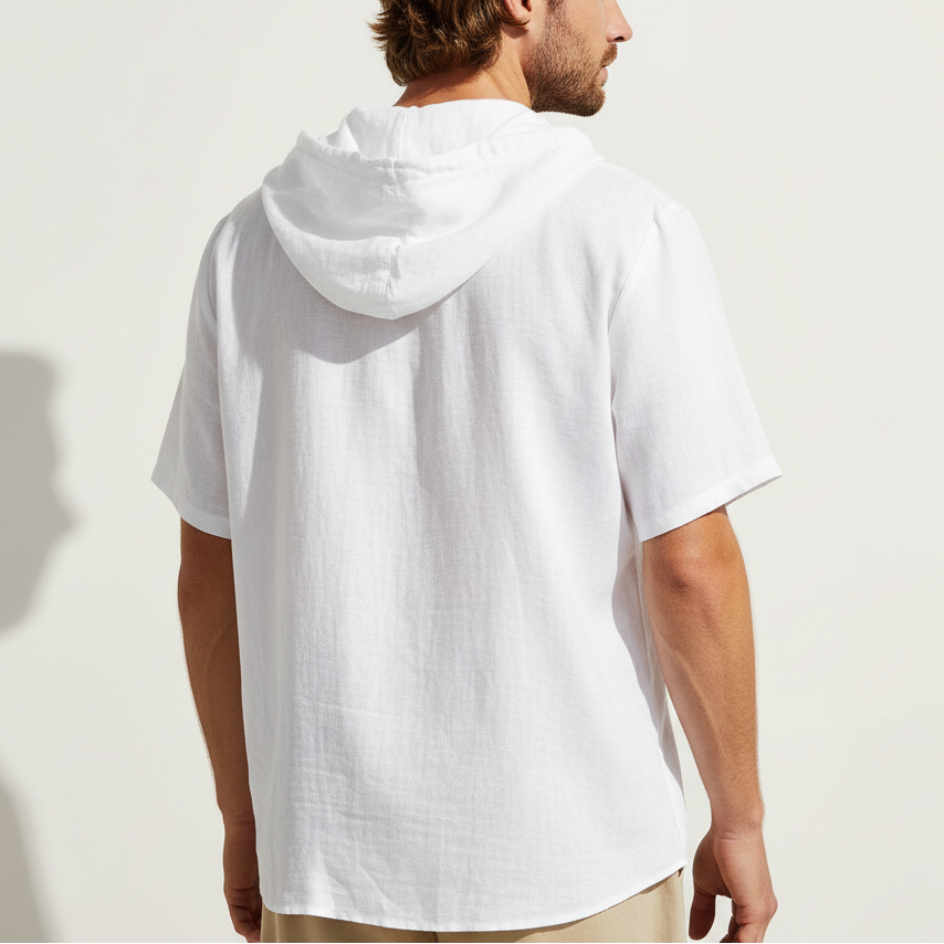 Luca Lombardi Linen Hooded Short Sleeve