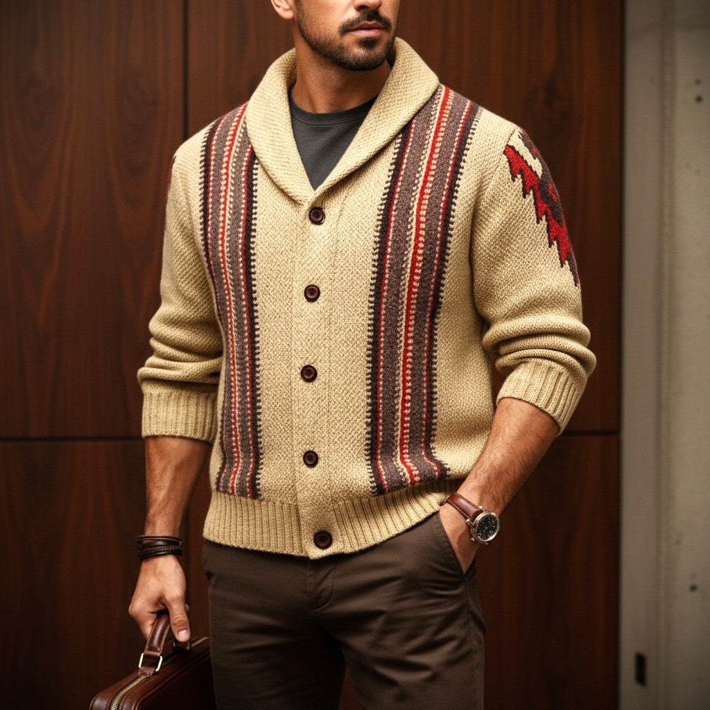 Mukava Jacquard Button-Up Cardigan