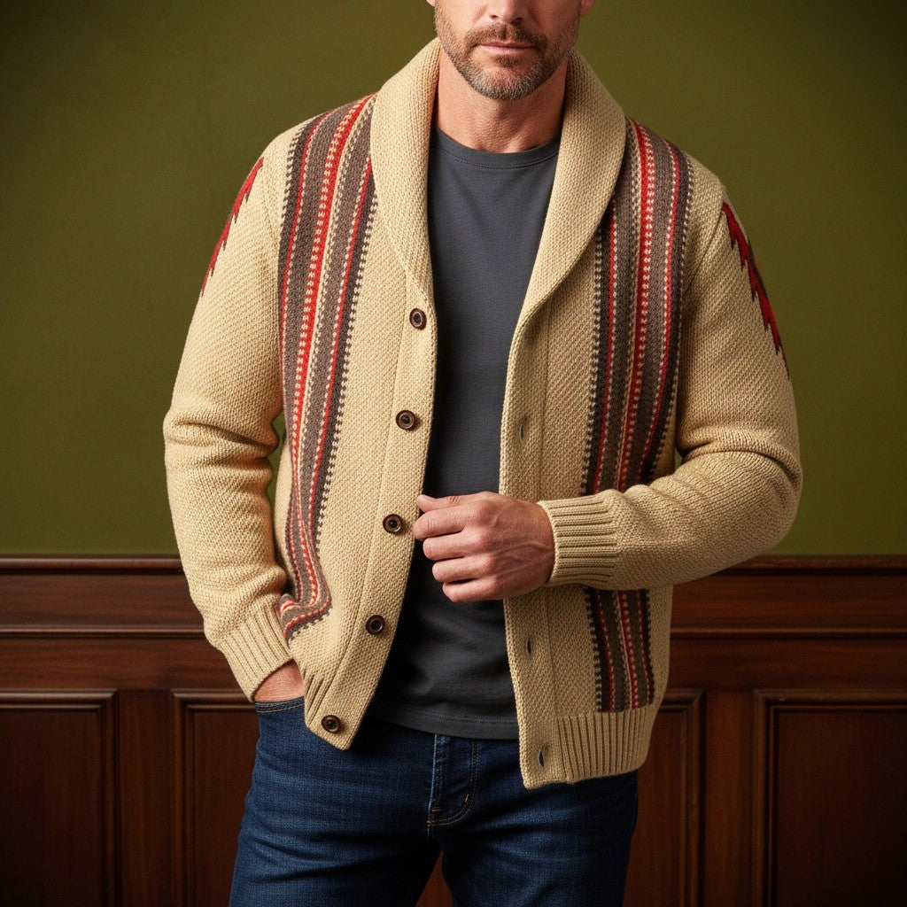 Mukava Jacquard Button-Up Cardigan