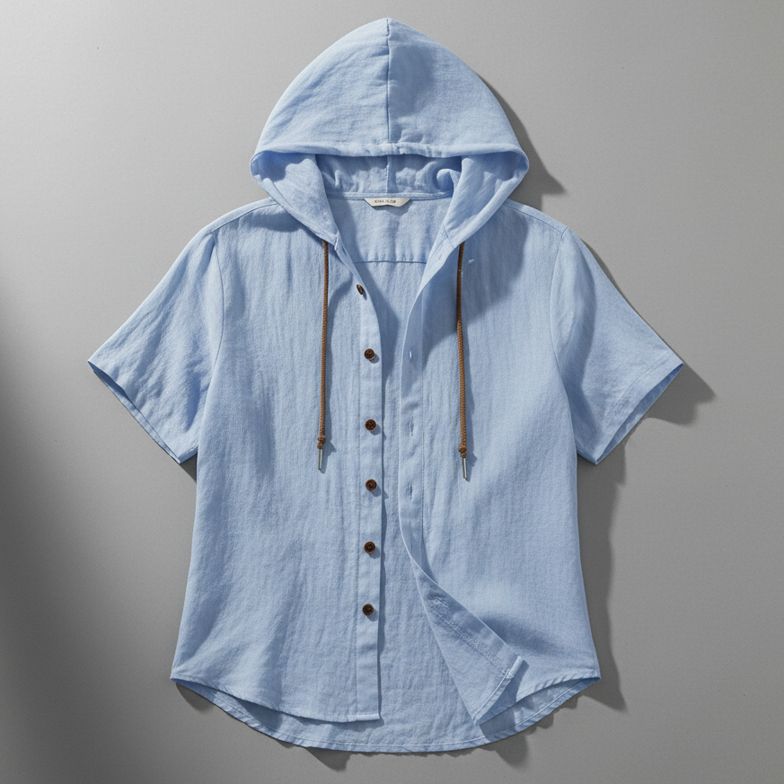 Luca Lombardi Linen Hooded Short Sleeve