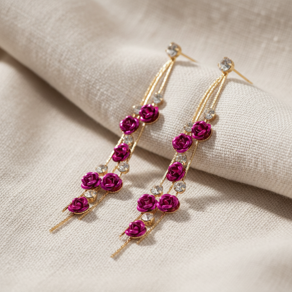 Adorá Dangling Rose Earrings