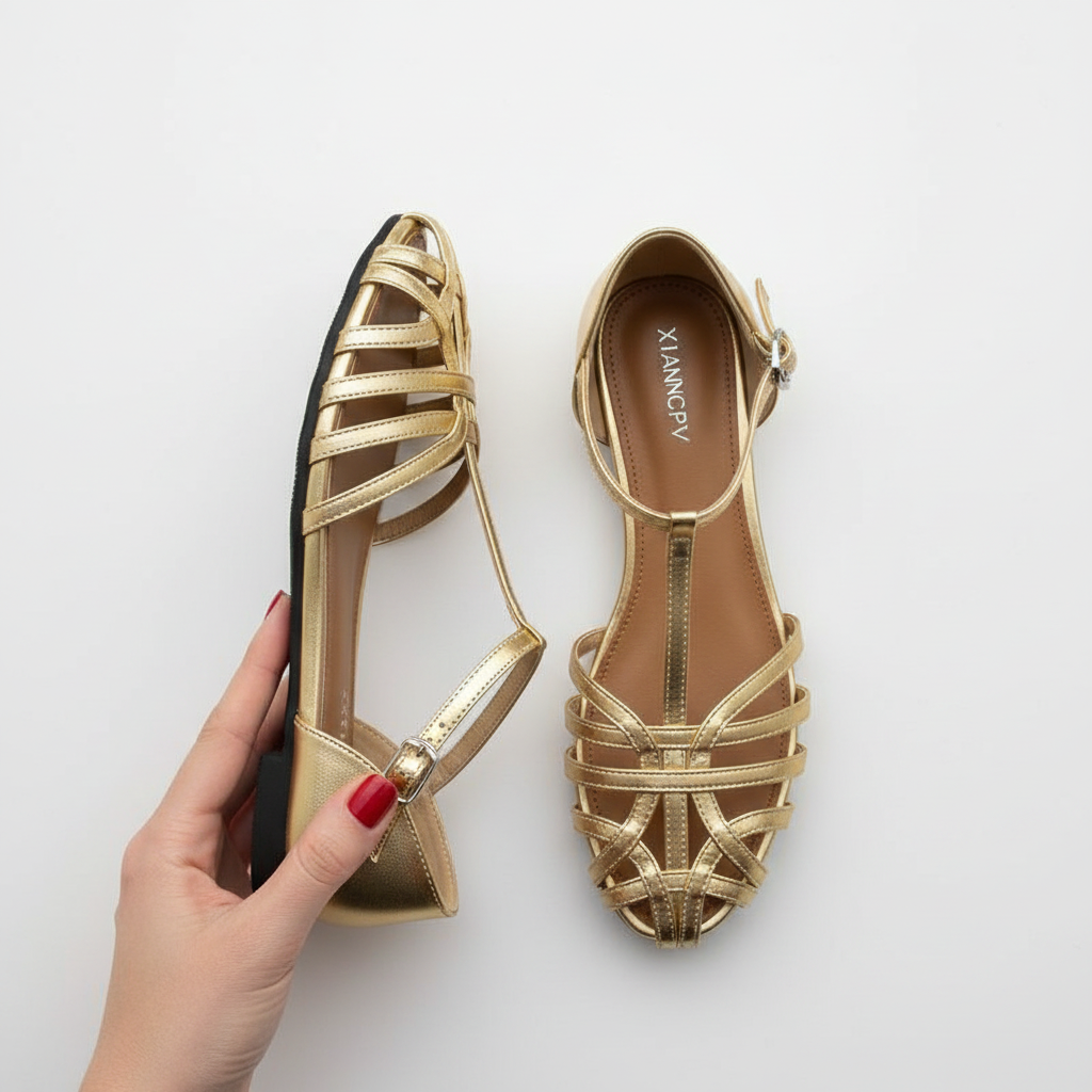 Penelope Basket Roman Flats