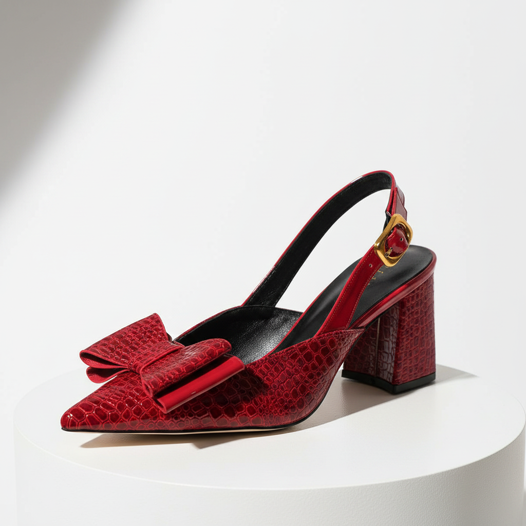 Penelope Croc Bow Heels