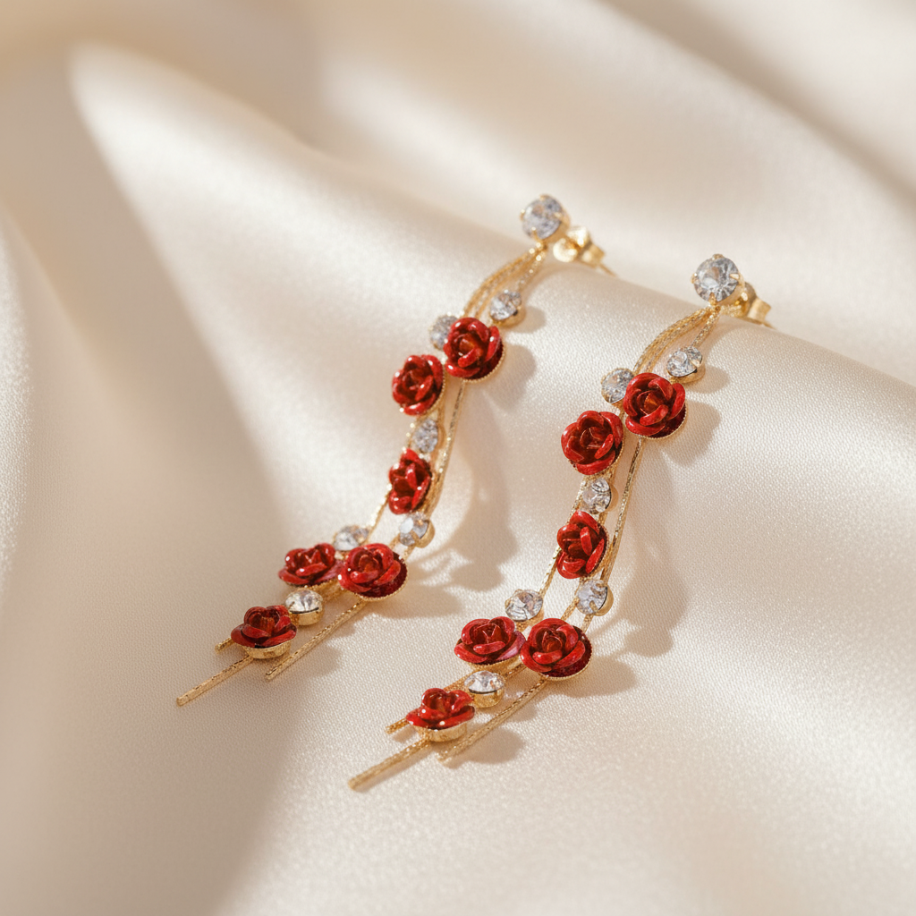 Adorá Dangling Rose Earrings