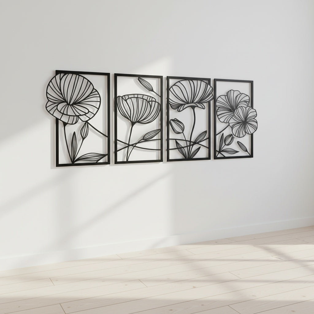 Mason Arts Lotus Metal Wall Art (Set of 4)