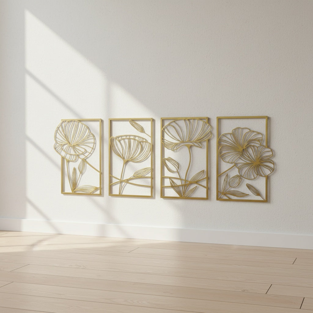 Mason Arts Lotus Metal Wall Art (Set of 4)