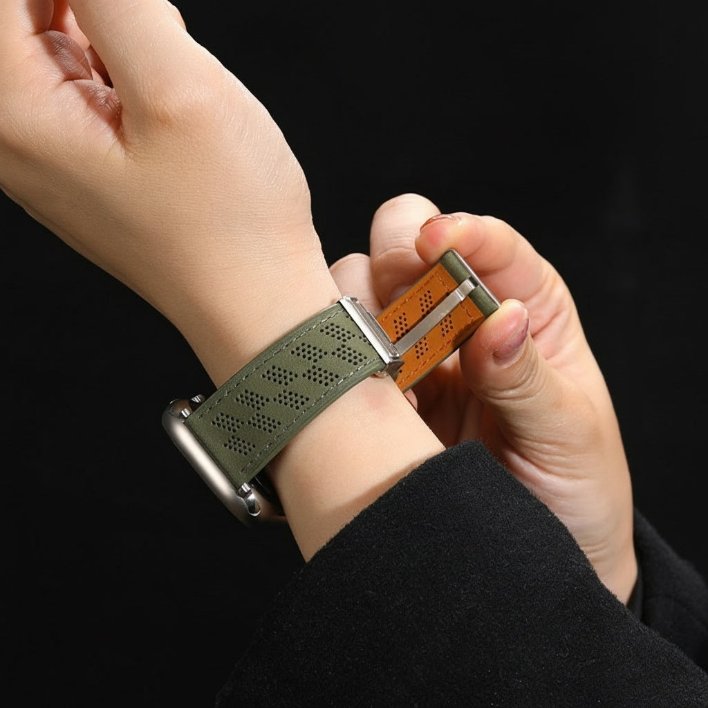 Parker Studio Checkered Leather Strap (Apple Watch Band)