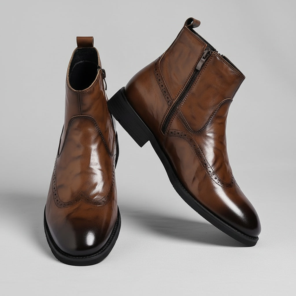 Jack Dean Oil Wax Brogue Chelsea Boots