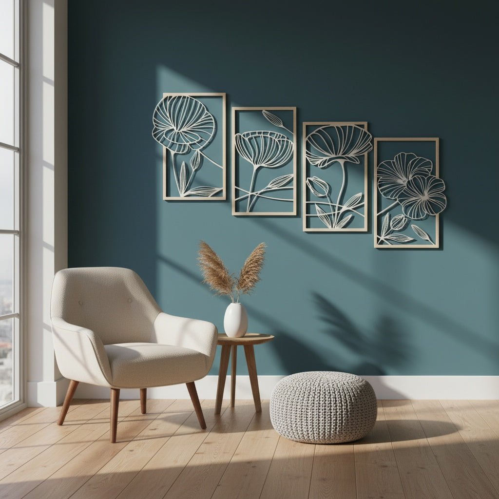 Mason Arts Lotus Metal Wall Art (Set of 4)